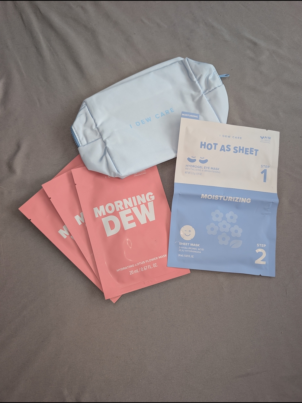 I Dew Care Morning Dew & Hot As Sheet Skincare Set With Cosmetic Bag NEW